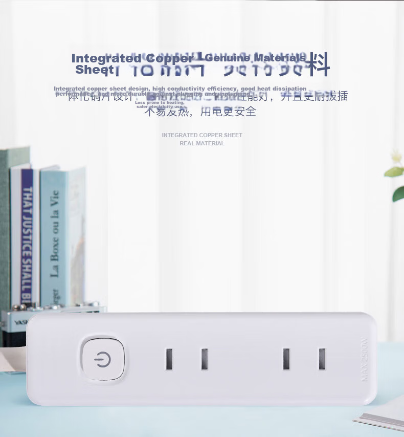 Cici Ultra-Thin Flat Head Mini Power Strip Wall-Mounted Two-Prong Adapter Mini Compact Student Dormitory Home Extension Cord [2-Prong Plug] 6 Outlets 1.8m Cable X003 6