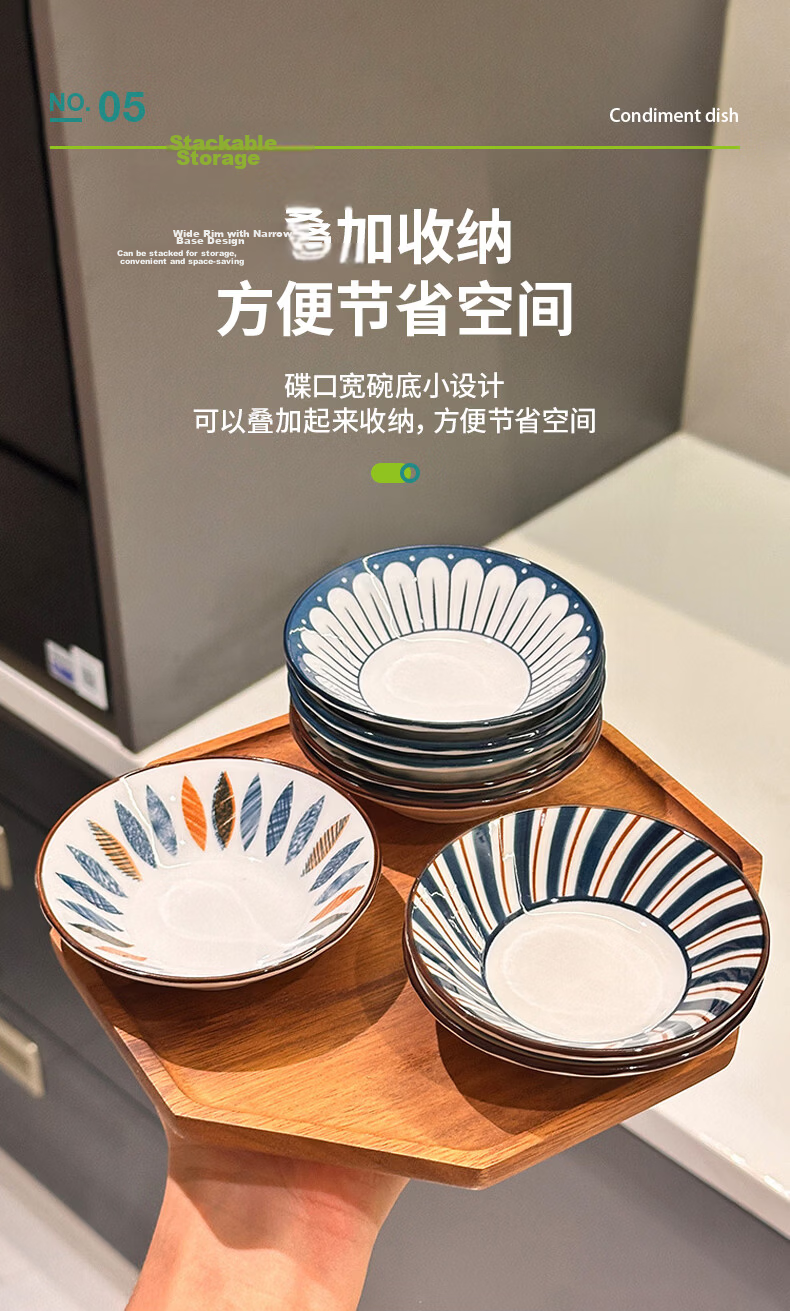 AOmeiyou Ceramic Small Dishes Set of 4, 3.8-Inch Soy Sauce, Vinegar, and Condiment Plates for Home, Hot Pot, Pickles, Japanese Style 7