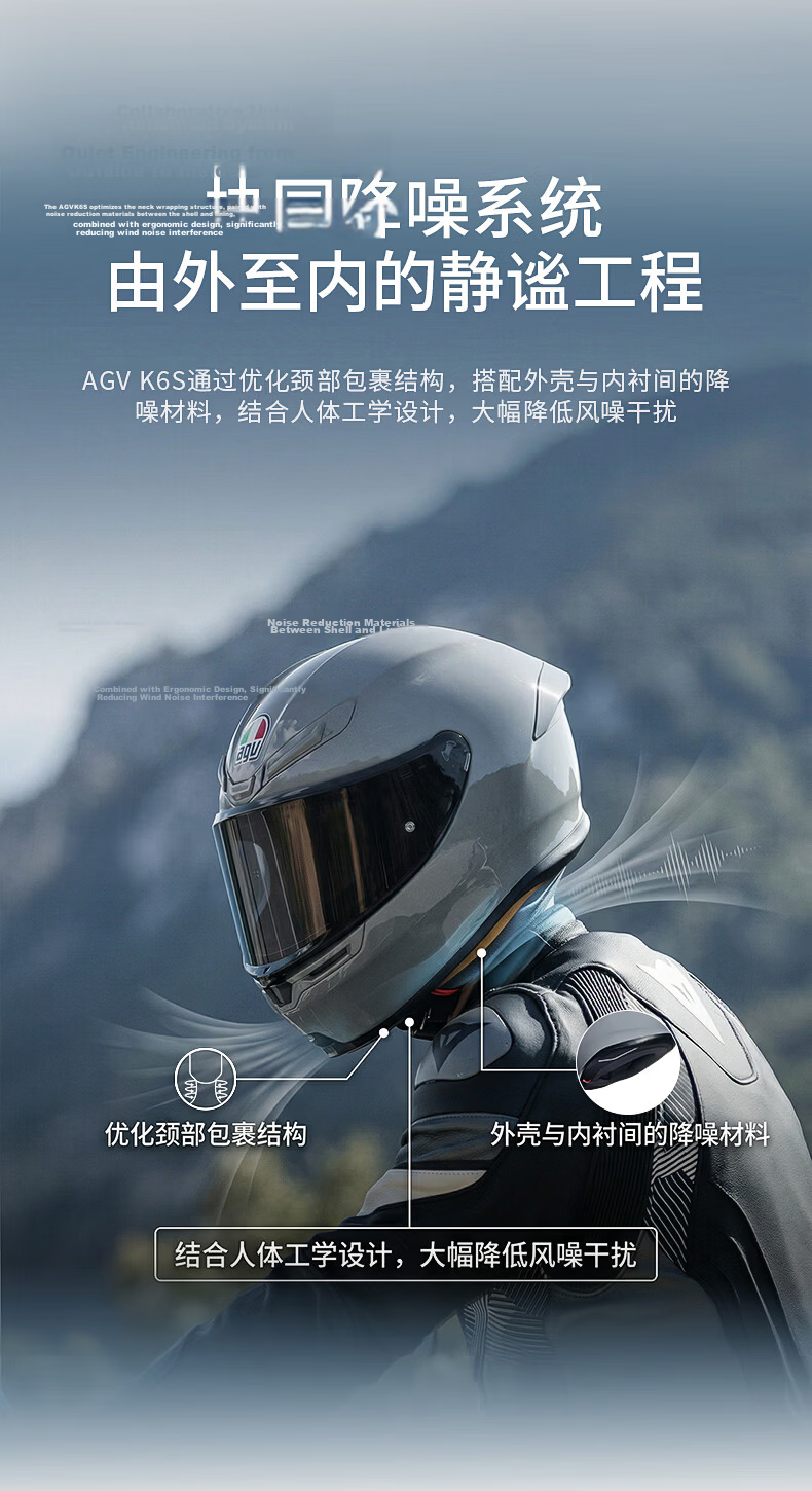 AGV Motorcycle Helmet K6S Carbon Aramid Fiber Large Rear Wing 3C Certified Touring Racing Matte Black XXL (62-63) 5