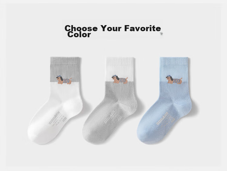Ying's Kids Antibacterial Deodorant Mesh Socks 6-12 Years Summer Thin Mid-Calf Socks 3 Pairs Unisex 16