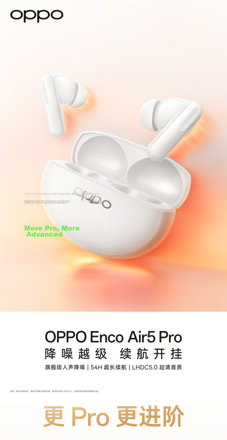 OPPO Enco Air5 Pro True Wireless Noise Cancelling In-Ear Bluetooth Earphones Long Battery Life Compatible with Apple Huawei Xiaomi Phones Moon Pearl White 3