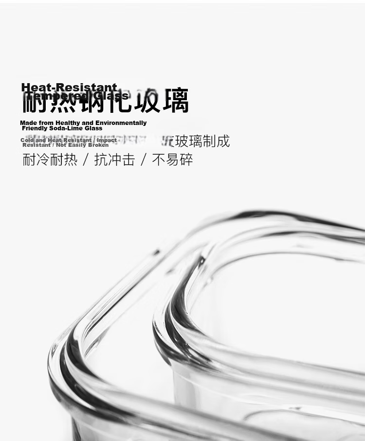 GLASSLOCK Imported Tempered Glass Food Storage Container for Office Workers, Microwave-Safe Lunch Box with Large Capacity 715ml 11