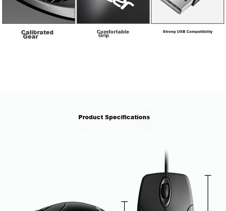 Acer Wired Gaming Office Mouse USB Plug and Play 3-Level DPI OMW329 9