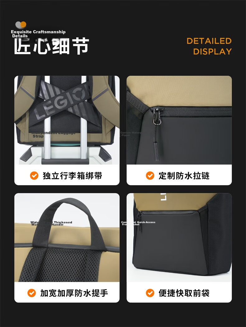 Lenovo YOGA Backpack, Fits 16-Inch Laptop, Dual Compartment Design, 21L Large Capacity, Approximately 720g Ultra-Light Body, Durable Nylon Knit Material 5