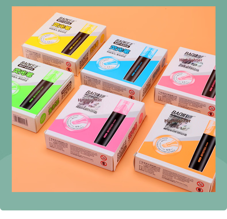 BAOKE BAOKE MP4906 Highlighter Marker, Water-Based Pen for Students And Office Use, Orange, 10 Pcs/box 9