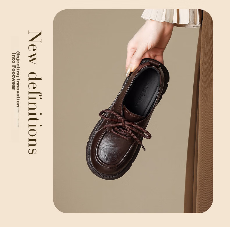 MULINSEN Women's Summer Versatile Block Heel Loafers Comfortable Commuter British Style Leather Shoes Brown Size 37 20