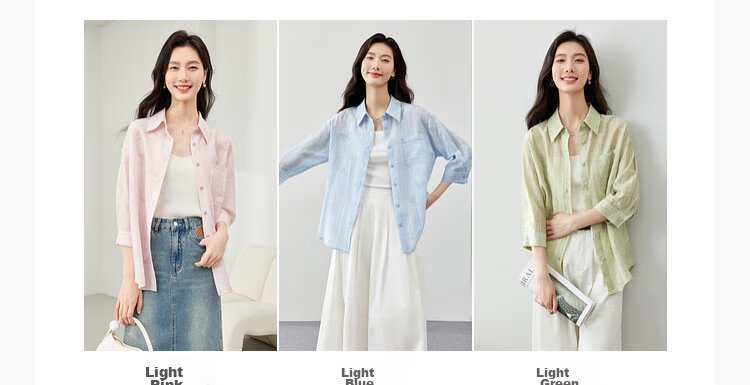 Fansiman Premium Tencel Shirt Women 2026 Summer Pink Loose Elegant Top Light Blue L 5