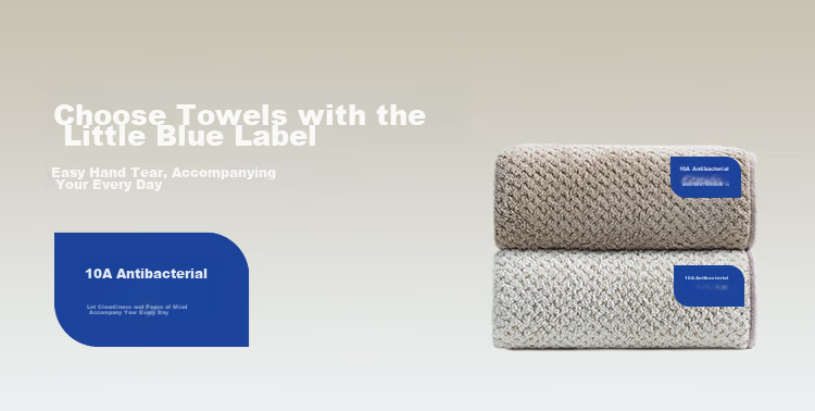 JD Jingzao 10A Antibacterial Coral Fleece Towels, Absorbent Quick-Dry, Extra Large Thick Durable Face Towels, 2-Pack, Beige + Gray 2