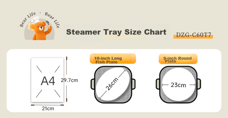 Bear Electric Steamer 24L Removable External Water Tank Three-Layer Household Large Capacity 3-4 People Stainless Steel Steaming Tray 0 Coating Multifunctional Steamer DZG-VB4S2 1