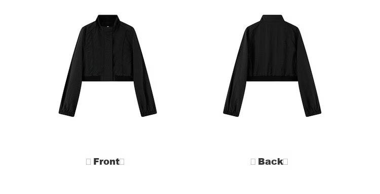 MT [Urban Style] Spring Street Style Stand Collar Casual Lightweight Zip-Up Loose Short Petite Women's Jacket 13