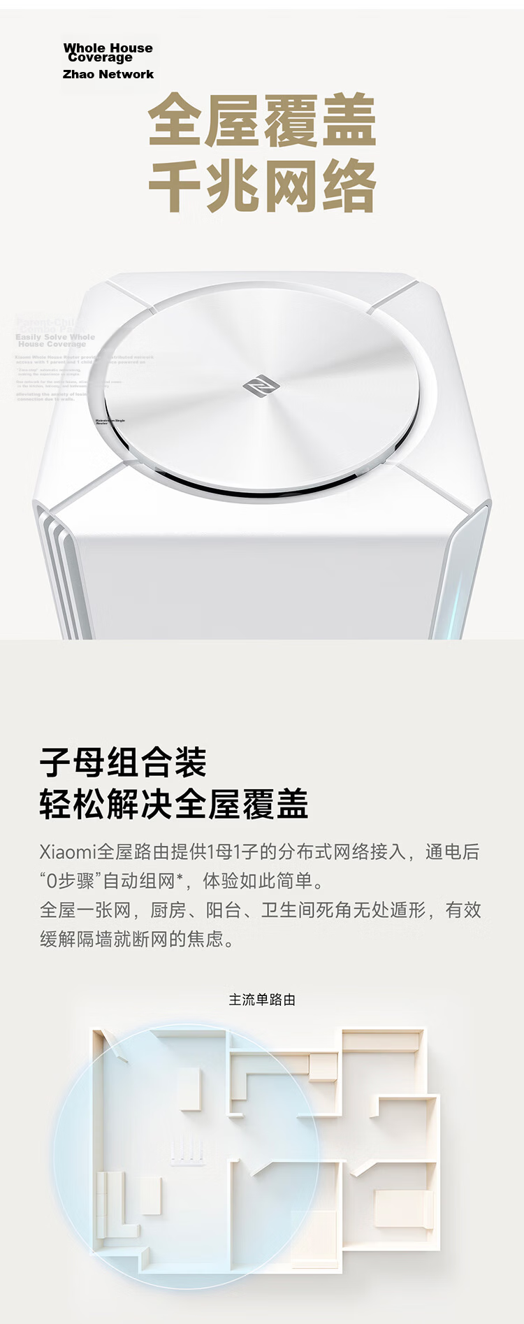 MI Whole-Home Router Set (1 Main + 1 Satellite) Smart Gateway Router WiFi6 Gigabit Supports Bluetooth Gateway NFC Connectivity 2