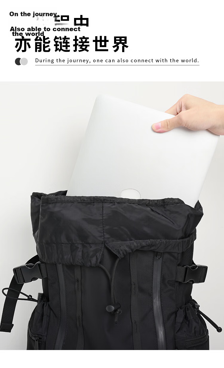 MYEDITION Trendy Backpack Outdoor Travel Water-Resistant Large Capacity Laptop Student School Bag Black Large 8