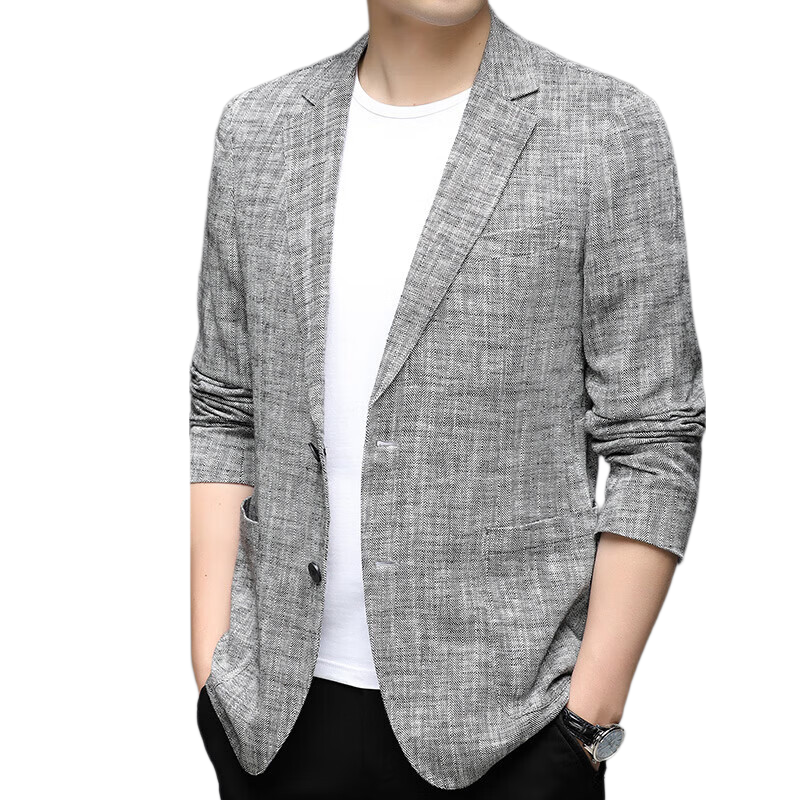 Pierre Cardin Men's Casual Solid Color Linen Blend Blazer Spring Autumn Business Jacket