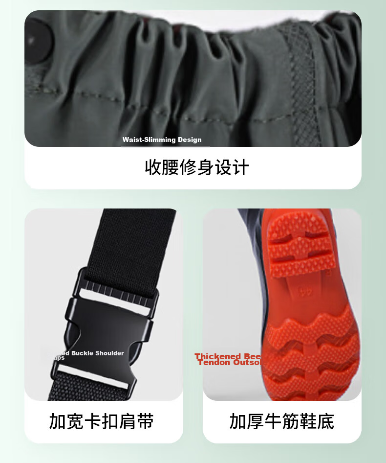 BOLOLANZHI Thickened Waterproof Overalls Rain Pants Water Shoes Full-body Waterproof Bib Pants Half-body Waders Fishing Pants 7