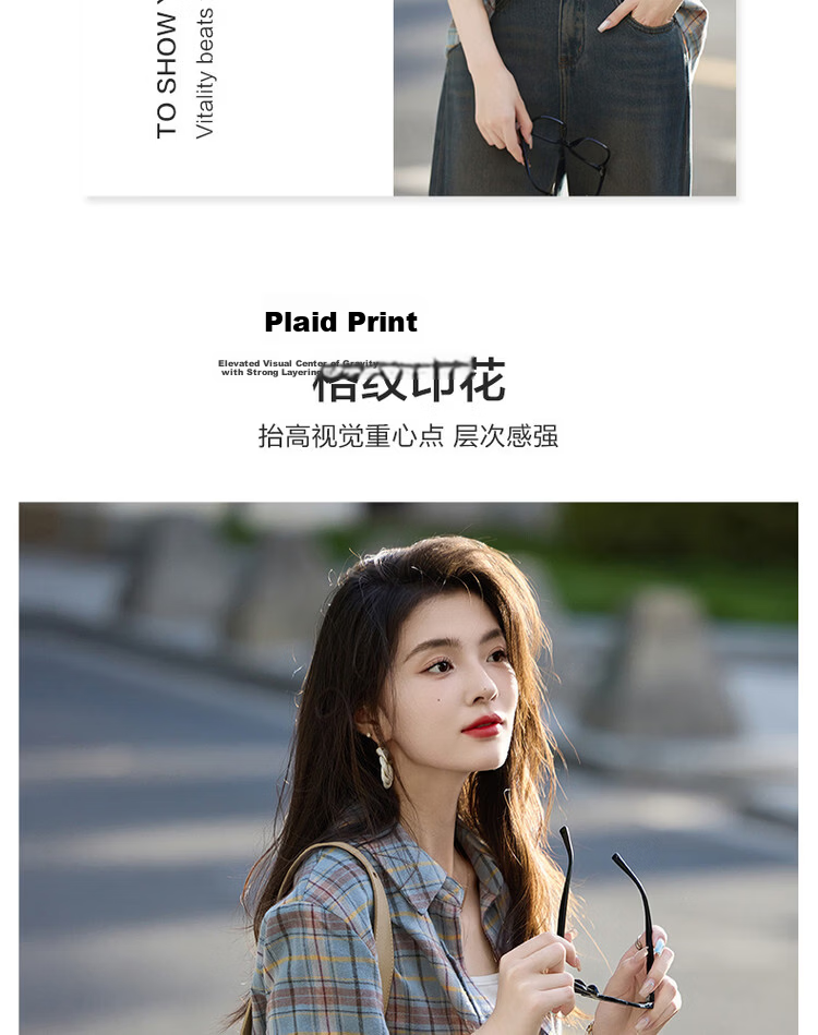 Demana Spring Autumn Breathable Pure Cotton Vintage Plaid Shirt Comfortable Slimming Blouse Women's Dark Blue L 3