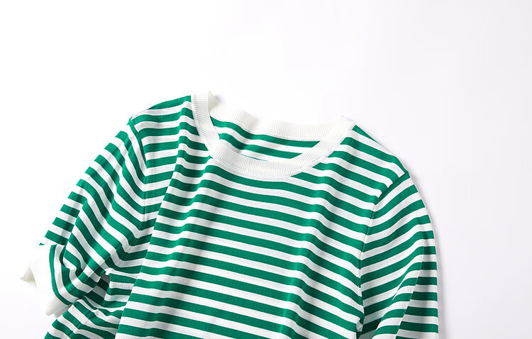 Dme [Hyperbolic Ice Linen Sweater] Summer Round Neck Short Sleeve Striped Knit Top for Wome 6