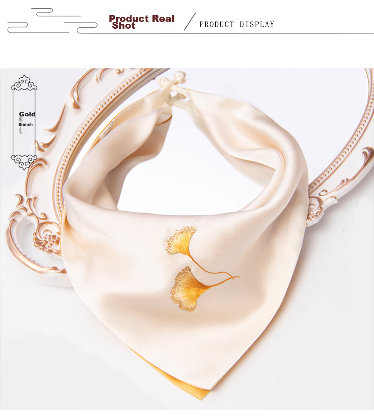 Zhijinlou Silk Embroidered Ginkgo Leaf Small Square Scarf Mulberry Silk Chinese Knot Double-Layer Handkerchief Teacher's Day Gift 5