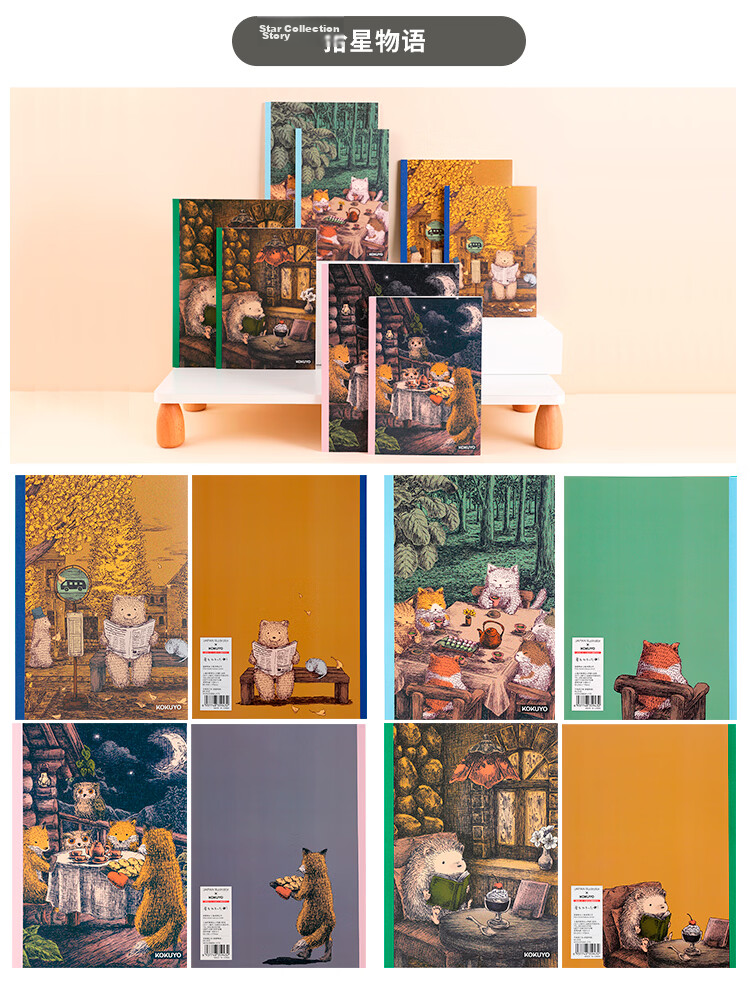Kokuyo Back-to-School Softcover Notebook B5/40 Pages/8mm Ruled Illustrator Notebook Fantasy Advertising Poetry 4-Pack WCN-DNB54-J169 8