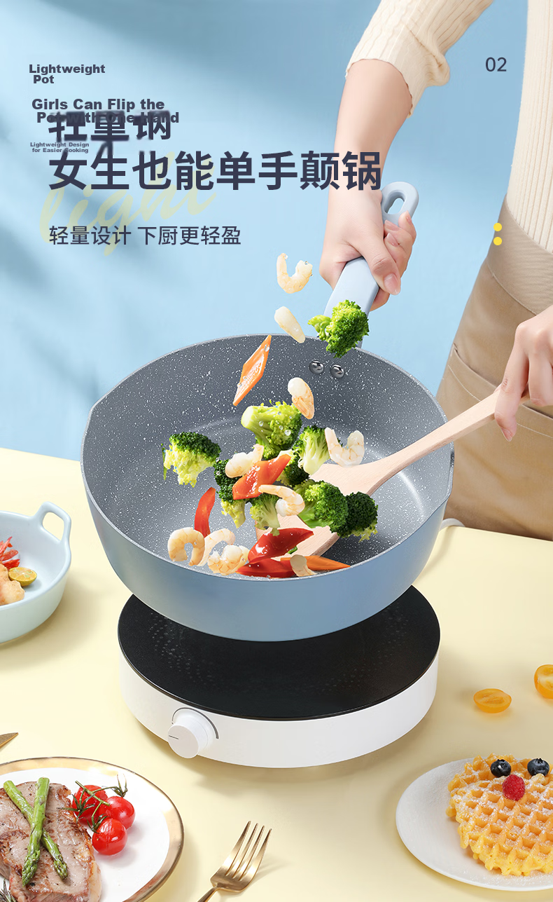 COOKER KING Frying Pan, Deep And High Skillet for Stir-Frying And Steak, Multi-Functional Pan, Compatible with Induction Cookers, 28cm 4