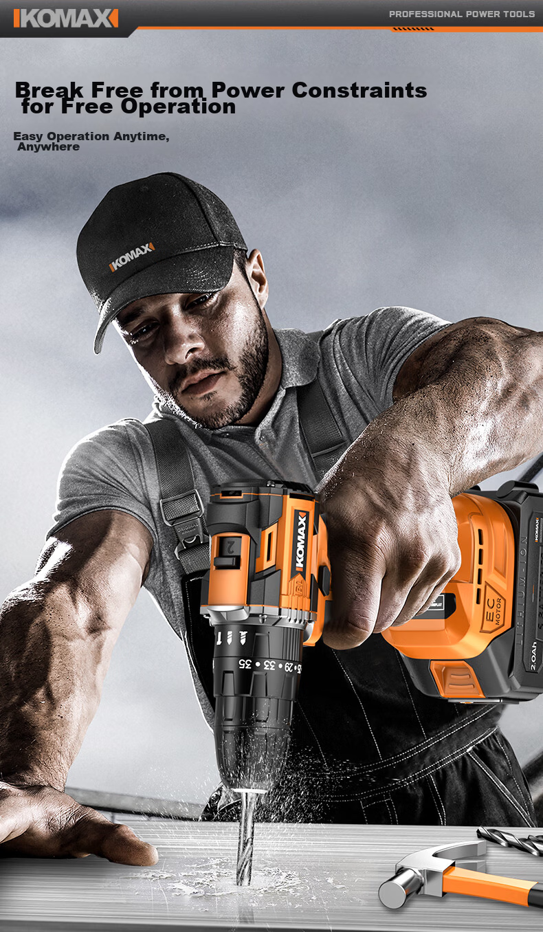 Commax Brushless Cordless Electric Screwdriver Drill Home Lithium Battery Drill Tool Kit Complete Set for Electricians and Woodworkers Maintenance 13