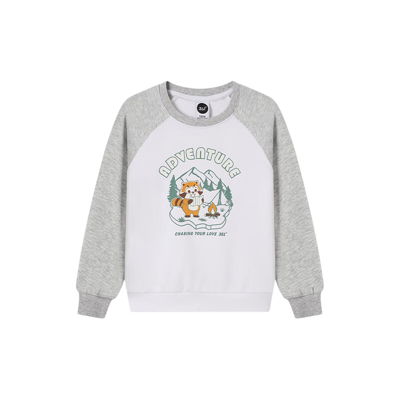 361° Children's Clothing, Kids' Sweatshirt, Autumn 2025, Boys' Color Block Cartoon Pattern, Elastic Sports Top, Gray, Size 110
