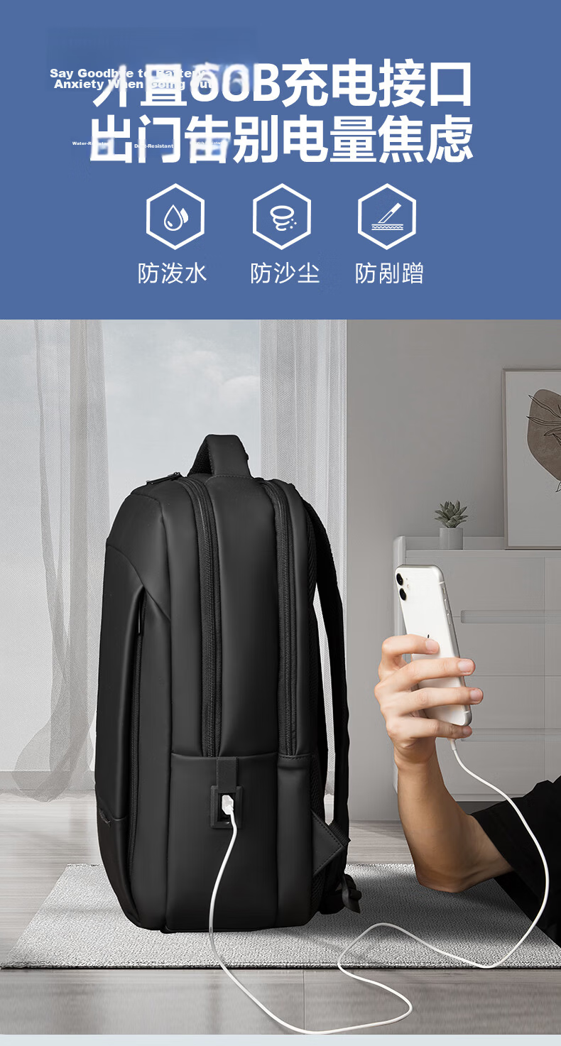 VICTORIATOURIST Backpack for Men, 18-Inch Laptop Bag, Large Capacity Travel Bag, Student Schoolbag, Business Trip Backpack 17