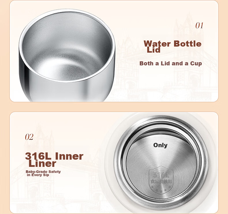 BVGMAV Electric Heated Water Cup Insulated Anti-Scald Travel Electric Kettle 316L Stainless Steel Odorless 1L Large Capacity Constant Temperature Kettle 34