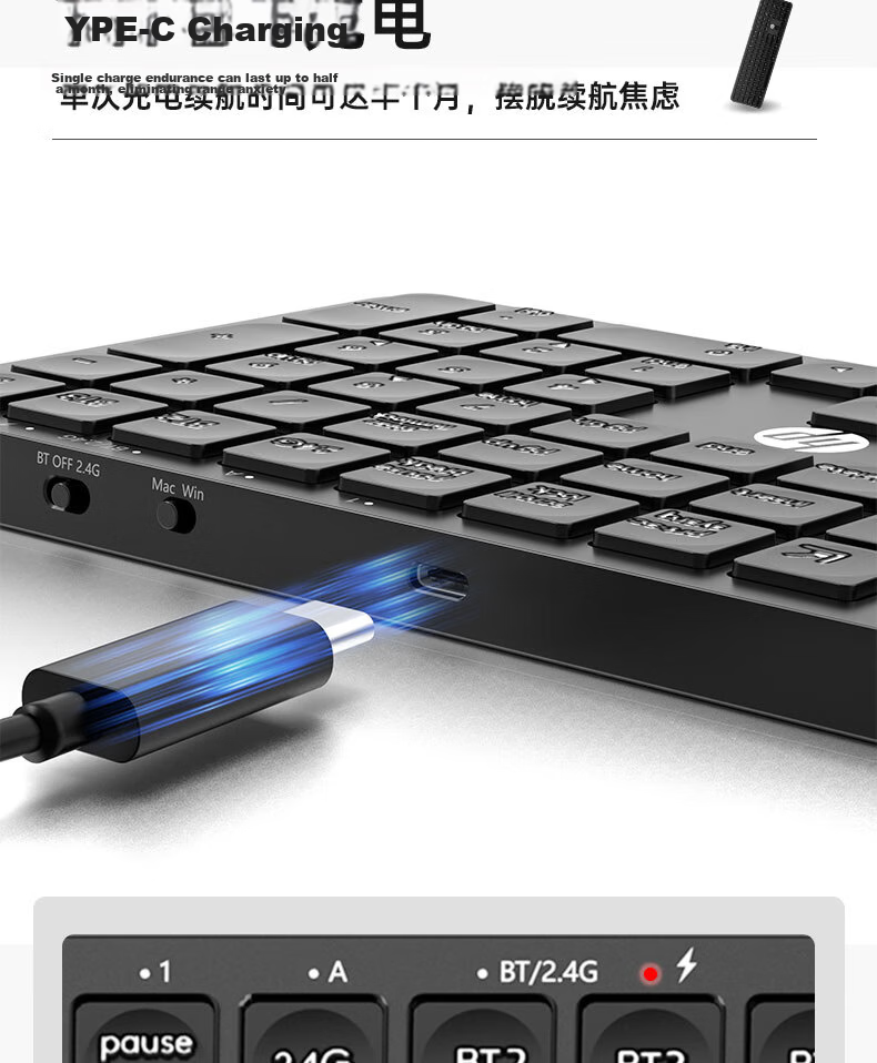 HP K241 Wireless Bluetooth Dual-Mode Scissor-Switch Slim Office Keyboard 104-Key Wired Scissor-Switch Quiet Laptop Desktop Keyboard 10