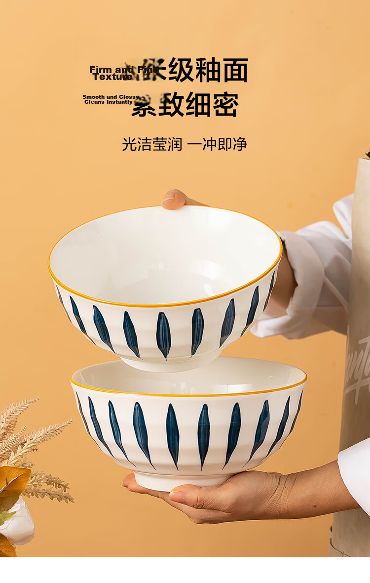 JD Jingzao Tableware Set Ceramic Household Bowls Japanese Style Qinghe Soup Bowls 8 Inch 2 Pieces 10