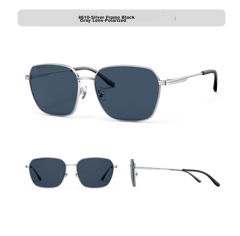 PARZIN Nylon Polarized Sunglasses, Polygon Square Frame Eyeglass Style Men's UV Protection Driving Trendy Sunglasses Gift for Men PZ8267 31