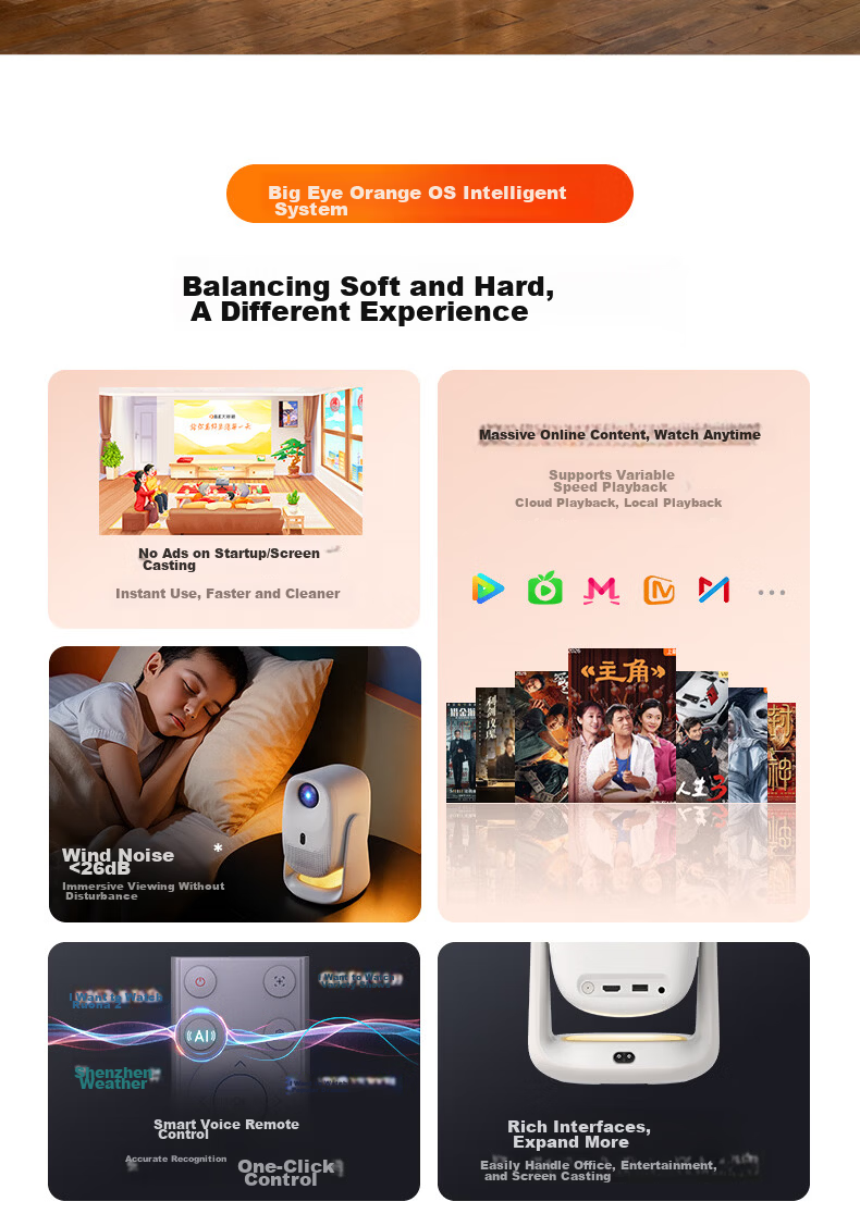 Dayancheng C3D [850CVIA] High-Contrast Gimbal Projector, Home Ultra-High Definition True 1080P, Portable Bedroom Projector, High-Definition Smart Home Theater, AI MT9660 Chip 19