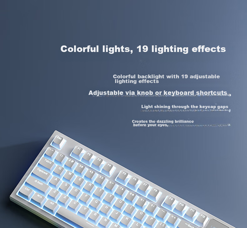 Langtu LT84 Wired Mechanical Keyboard Gaming E-sports 84-Key Computer Office Tablet Keyboard Hot-Swappable Switches Milk White Gray Crystal Cloud Switch 16