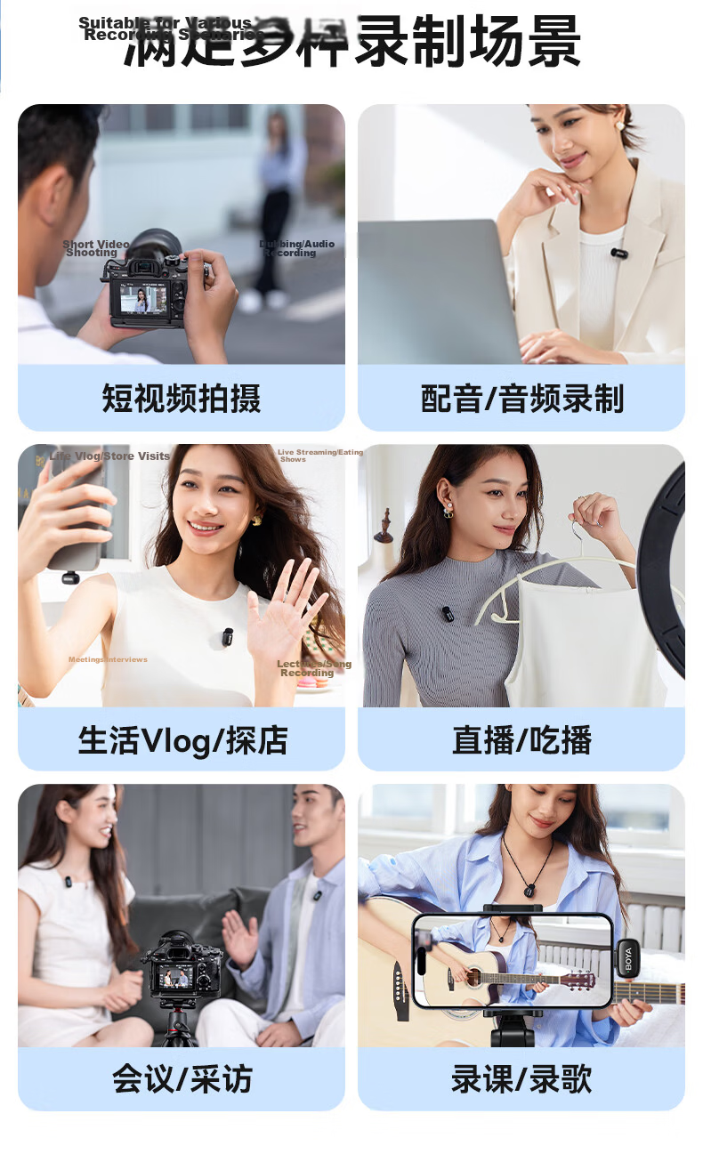 BOYA Mini Wireless Lavalier Microphone for Mobile Live Streaming, Outdoor Short Video Audio Recorder, AI Noise Reduction, One-To Mini Microphone, Lightning Versio 4