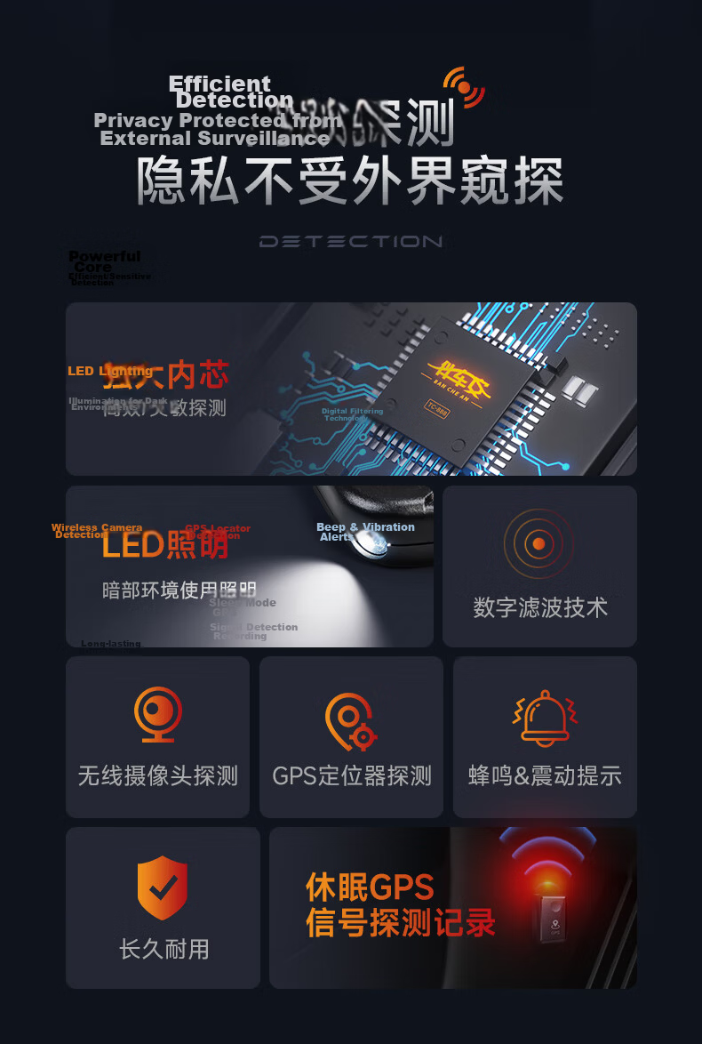 BanCheAn GPS Detector Signal Scanner Anti-Tracking Car Tracker Anti-Surveillance Camera Detector for Hotel Hidden Cameras 2