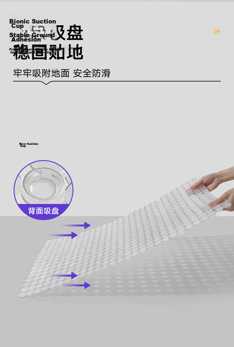 Boneng Bathroom Non-Slip Mat, Shower Room Foot Pad, Elderly Bathing Anti-Fall Mat, Bathroom Mat, Square 36x80cm 8