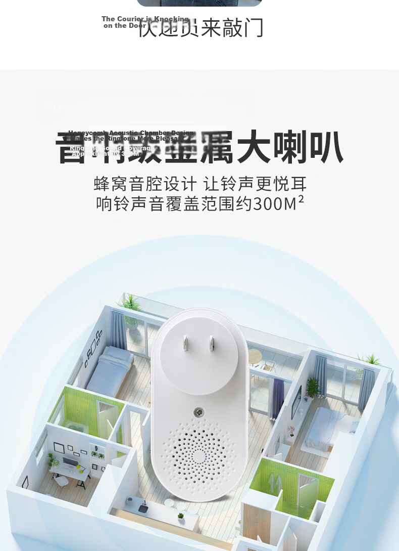 Bolianzhihui Outdoor Waterproof Wireless Doorbell, Ultra-Long Range Home One-To Electronic Remote Control Doorbell, Entrance Dingdong Doorbell, Elderly One-Key Call Button M558 4