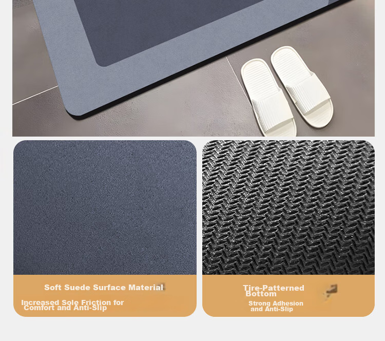 Budisi Bathroom Mat, Absorbent Entrance Kitchen Toilet Doorway Non-Slip Foot Pad, Home Use Mat, 60*40CM 7
