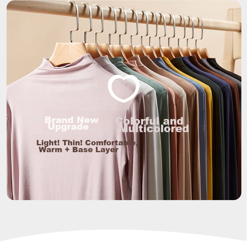 LangSha Semi-Turtleneck Autumn And Winter Basic Undershirt, Women's Long Sleeve Inner Layer, Slim Fit, High Elasticity, Soft, Form-Fitting Base Layer 13