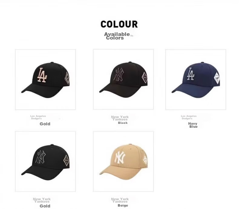 MLB Baseball Cap Unisex Hard Top Duckbill Sunshade Casual Sports Hat Gift 3ACP8501N-50GOS-F 5