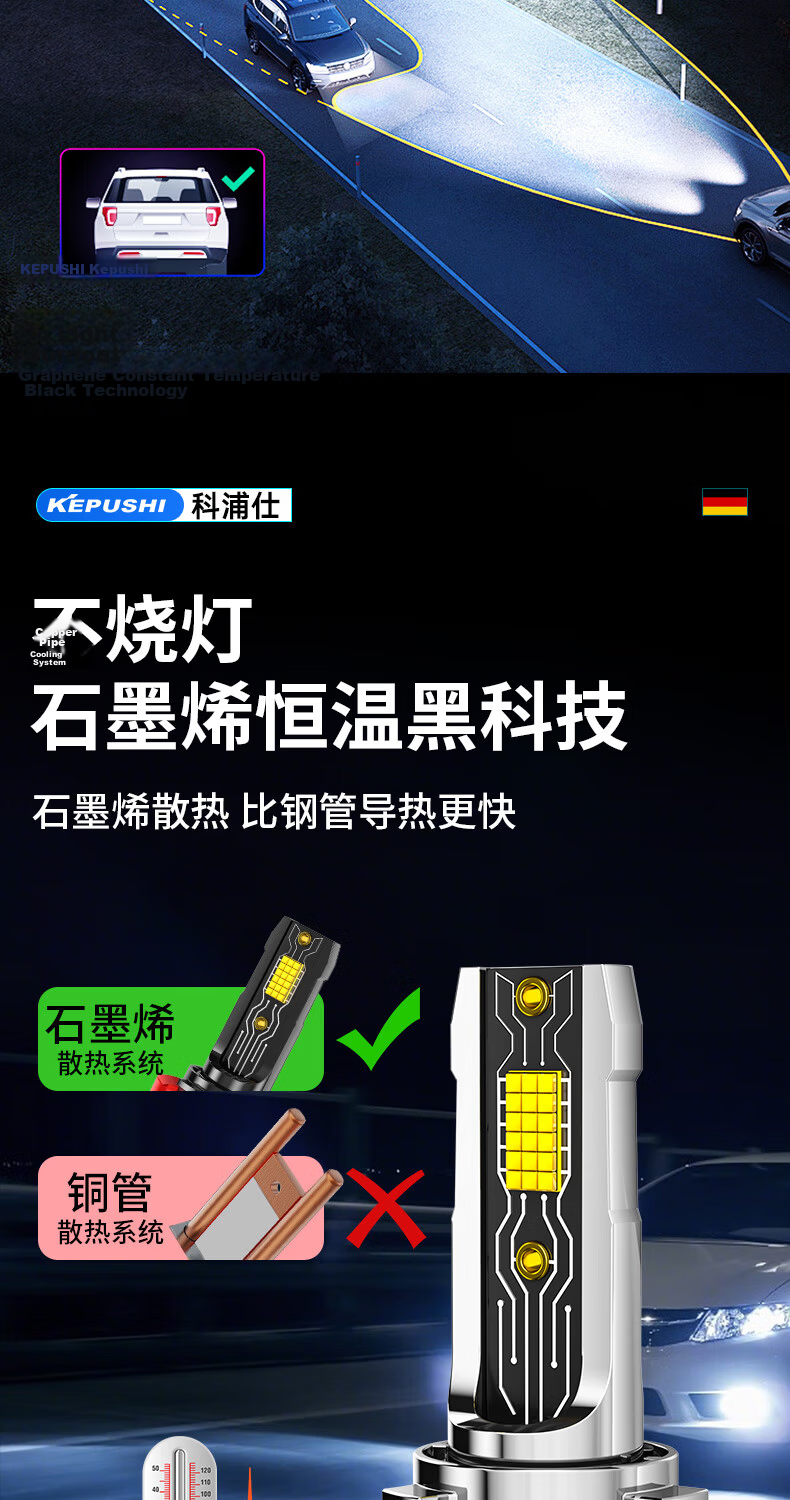 KEPUSHI Suitable for 9005 LED Car Headlights, Integrated High And Low Beam Laser LED Bulb, Ultra-Bright High And Low Beam Bulb 10
