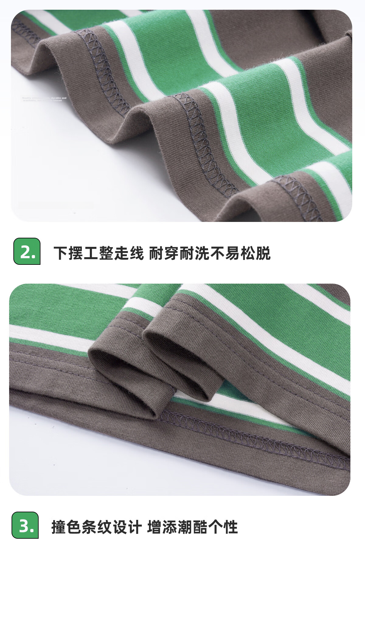 Langsha Autumn New Boys Casual Set Striped T-Shirt Outdoor Cargo Pants Green Gray 150 4