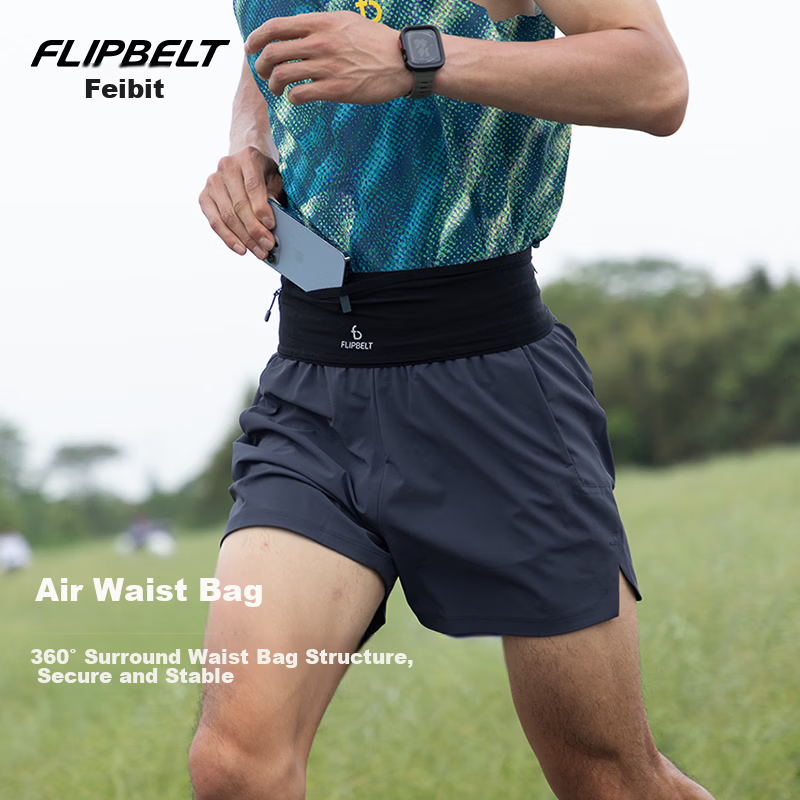 Feibit Air Waist Bag 2.0 Unisex Running Gear Marathon Waterproof Small Size Phone Bag Classic Black XS-M