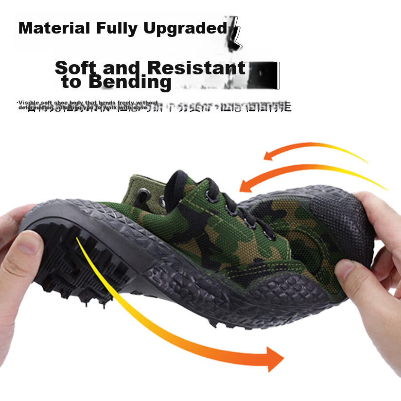 Laobaojia Camouflage Liberation Shoes Military Training Low-top Work Shoes Outdoor Construction Anti-slip Labor Protection Rubber Shoes Unisex Black Size 38 23