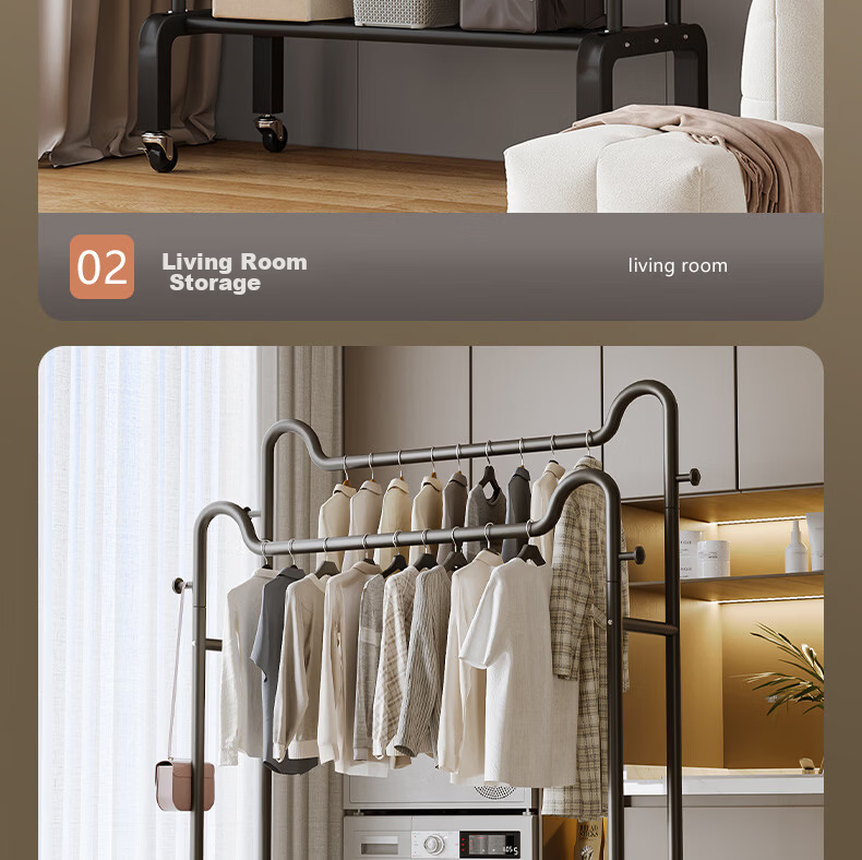 Nanye Floor-Standing Clothes Rack, Indoor Coat Hanger, Bedroom Clothes And Hat Stand, Dormitory Drying Rack, Simple Storage YJM-12BL 21