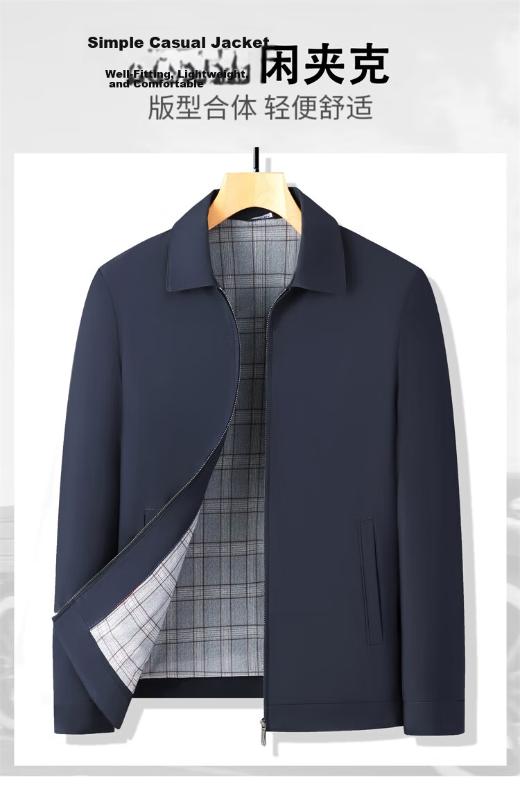 TUCANO Men's Business Casual Jacket, Turn-down Collar Executive Coat, Fashionable Versatile Windproof Comfortable Top, Navy Blue L 3