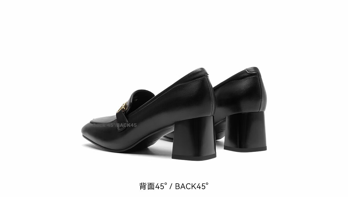 Red Dragonfly Mary Jane Women's Spring 2026 Chunky Heel Commuter Leather Loafers High Heels WFB16049 Black Size 38 17