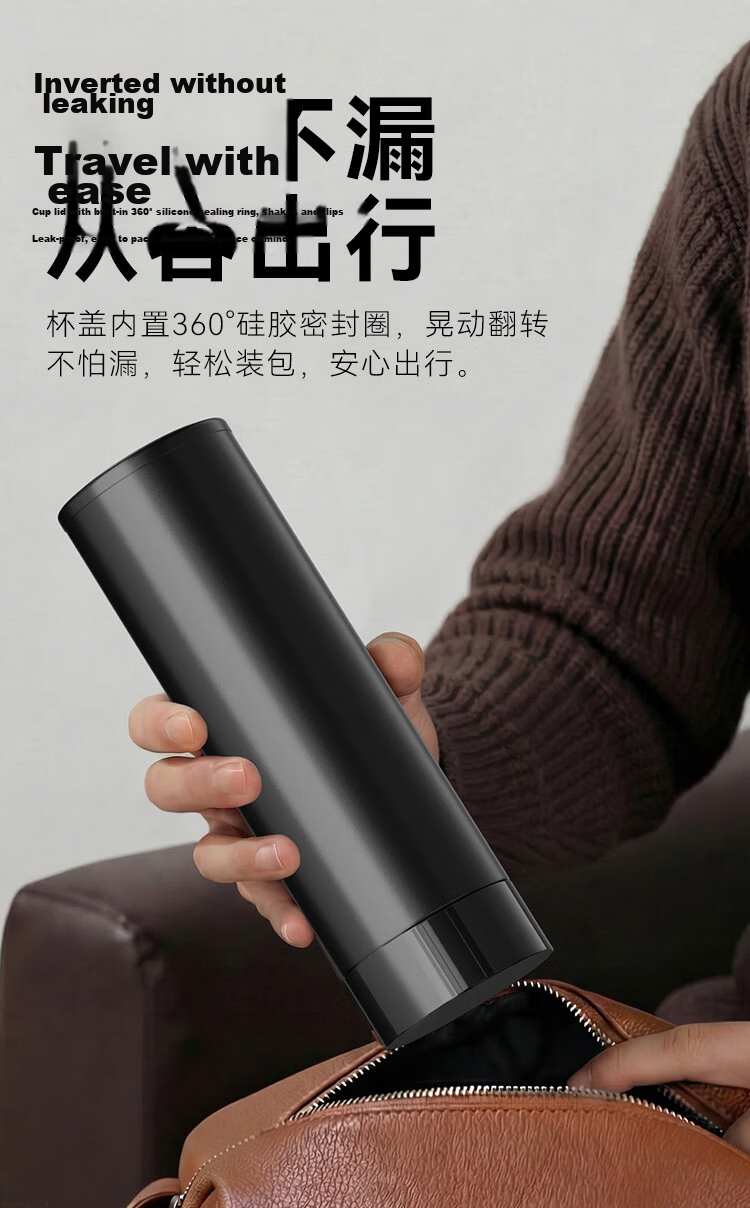 JD Jingzao Insulated Water Bottle Men Women Children Coffee 316L Stainless Steel Seamless Liner White 500ml 8