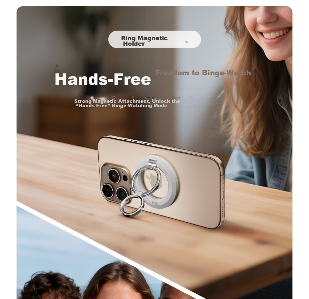 Jingxuan JD Self-Owned Brand Double Ring Magnetic Phone Holder White Double-Sided Ring Buckle MagSafe Back Sticker New Apple 16/17 Tablet Car Desktop Portable Shooting 1