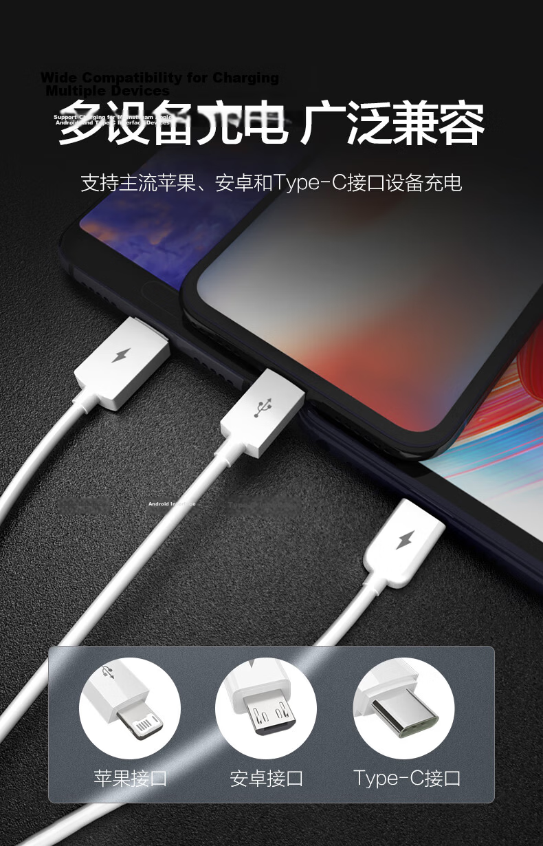 Pisen 3-in-1 Data Cable Apple Type-C Android Car Charger Multi-Head Cable Compatible with iPhone 17/16/15/14 Xiaomi Huawei AirPods Pro 3 11