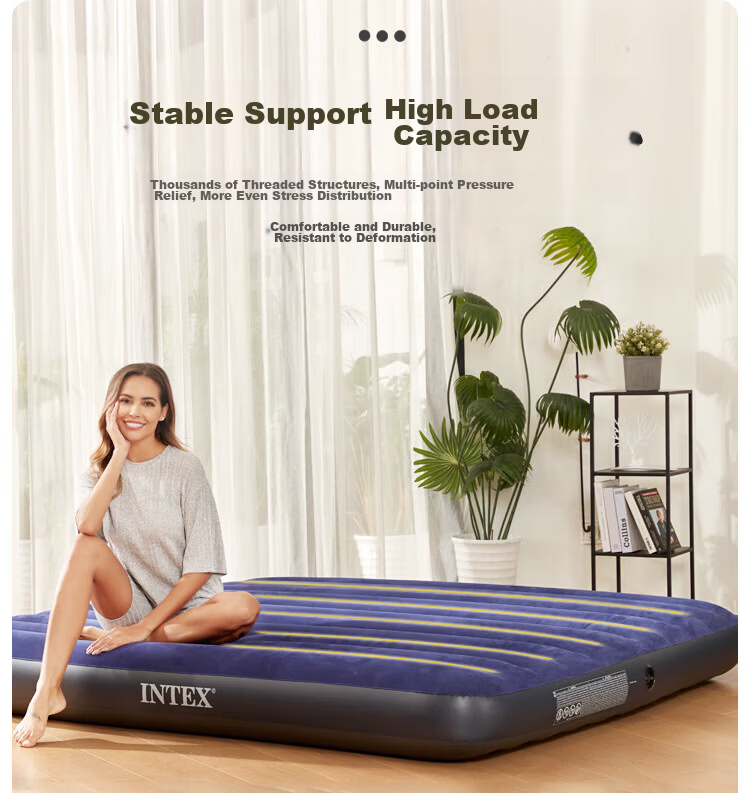INTEX Single Inflatable Air Bed Portable Home Nap Sleeping Pad Outdoor Tent Moisture-Proof Foldable Mattress 64756N 5